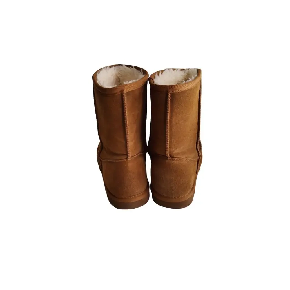 Time and Tru UGG Style‎ Mid-Calf Leather Boots Size 8 Chestnut Fur Lined Quality